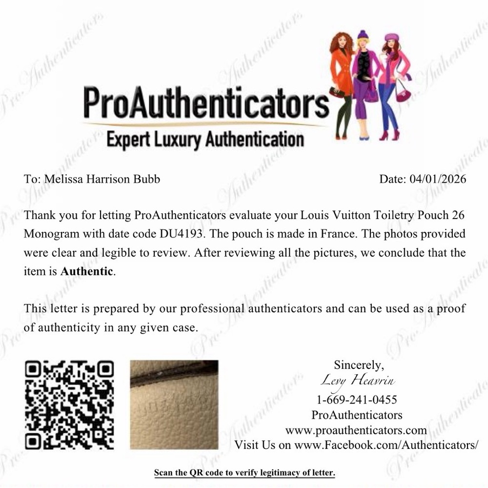 Authentic Louis Vuitton Monogram Canvas Toiletry 26 Pouch Clutch Handbag - Picture 17 of 17